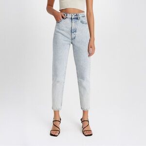 Zara Acid Wash High-Rise Straight Leg Crop Jeans Vintage-Inspired Denim (Size 2)
